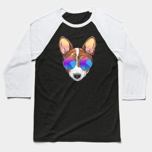 Hipster smiling dog Basenji Baseball T-Shirt